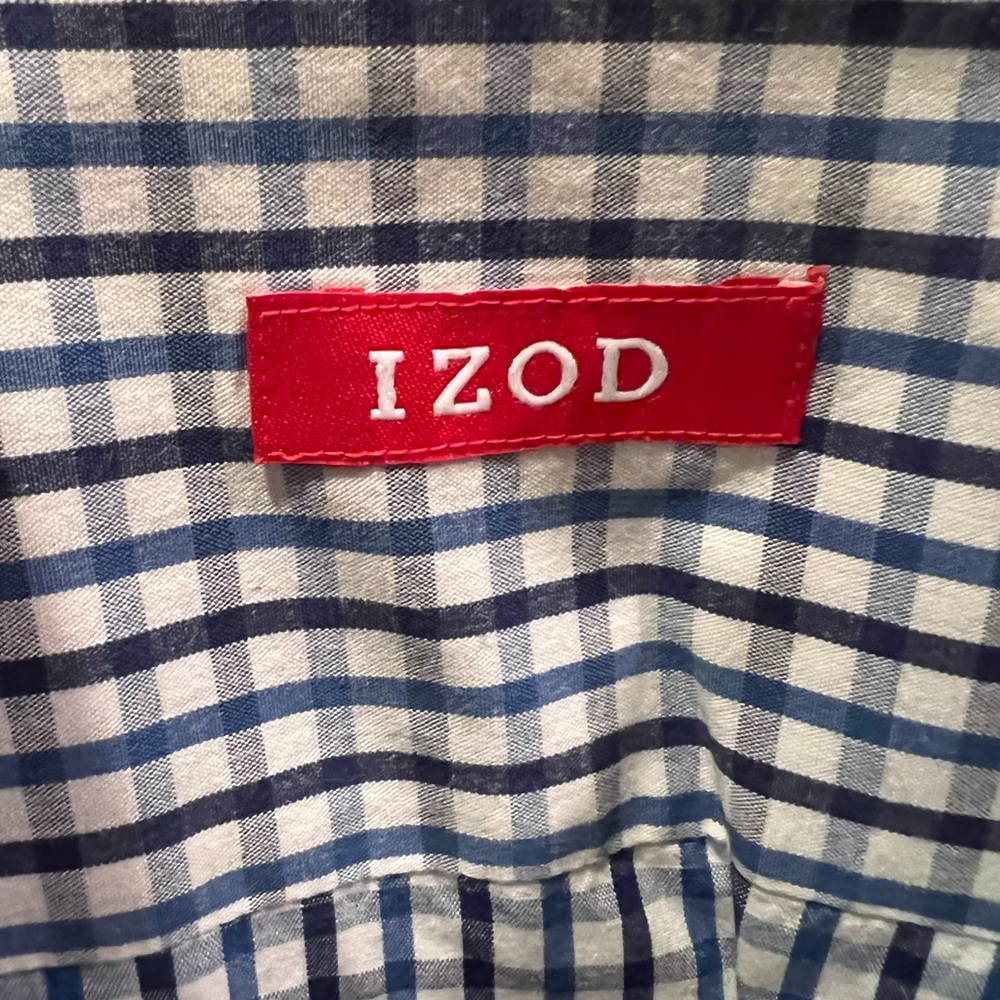 Izod button down Blue / baby blue plaid size L